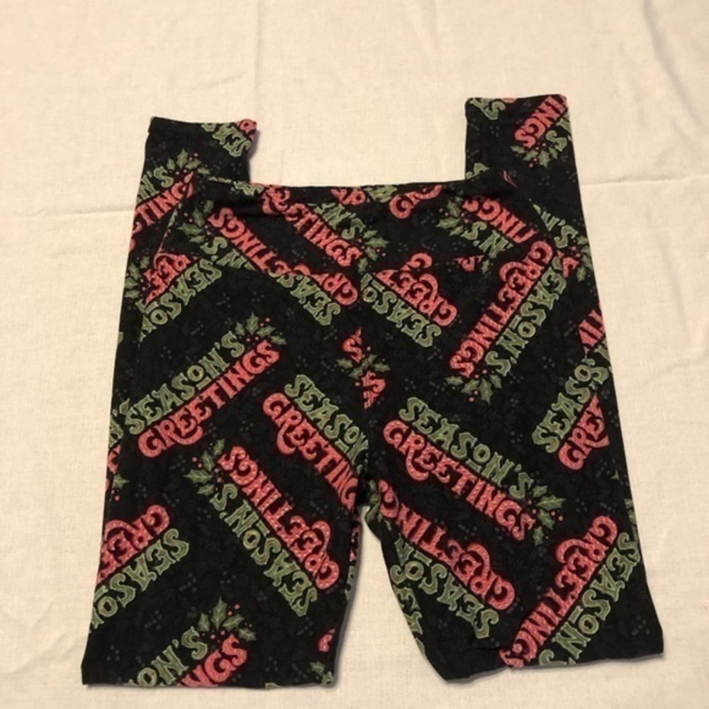 LULAROE One Size Seasons Greetings Leggings. EUC.